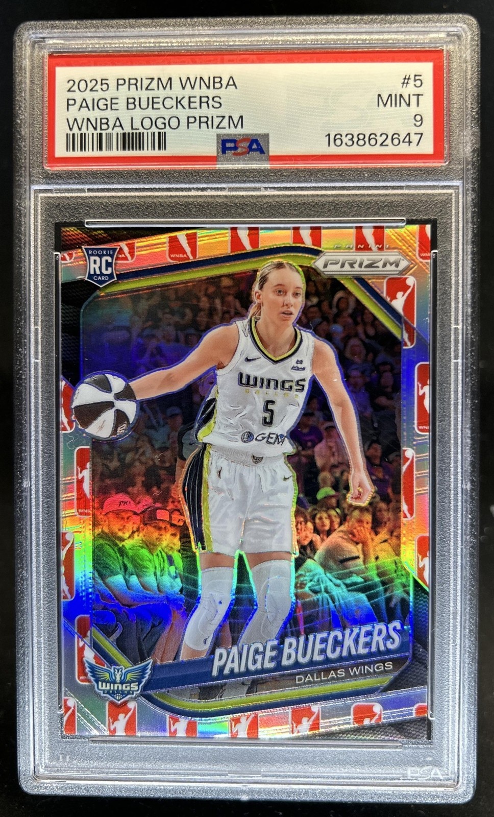 2025 Panini WNBA Prizm Paige Bueckers RC Logo Rookie #5 Wings PSA 9 view 1