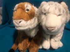 Lot Of 2 FAO Schwarz White Tiger Siberian Bengal Large 28 Stuffed Plush 2015