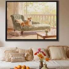 Framed Oil Painting Shiba Inu Dog Canvas Print for Living Room Wall Art