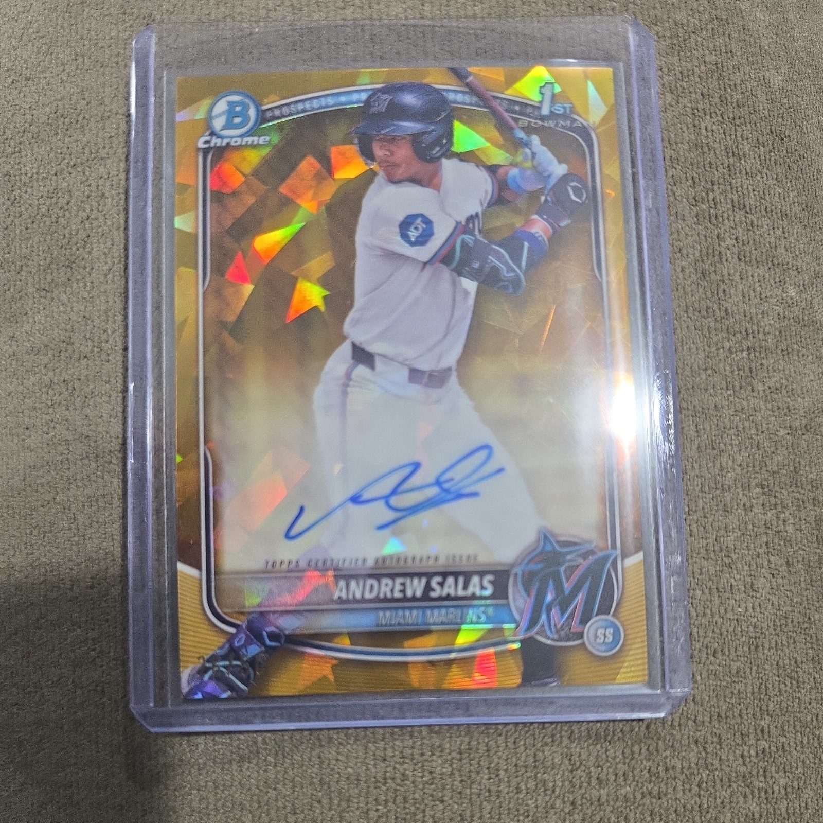 ANDREW SALAS 2025 BOWMAN CHROME 1ST SAPPHIRE GOLD REFRACTOR AUTO 26/50
