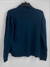 Eddie Bauer Womens Blue Mock Neck Long Sleeve Pullover Sweater Size Large