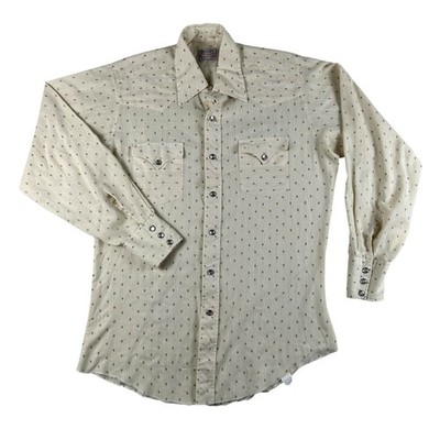 Vintage H Bar C Shirt Mens Medium Western Pearl Snap Geometric Ranchwear USA 70s
