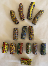 Antique Venetian Glass Millefiori African Trade beads, handmade - lot of 14