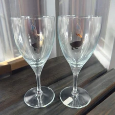 Rastal Clear Glasses Cups Goblet Set 2 Silver Goose Island Made In Turkey VTG