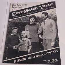 Vintage Knitting Pattern Booklet Hand Knits Ever Match Yarns Rare 1961