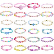 Dxhycc 24 Pieces Princess Bracelets Girls 15-17cm (5.9-6.69in), Colorful 