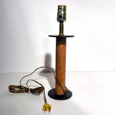 Vintage 9 Wooden Spool Table Lamp Primitive I...