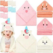 15 Pcs Baby Hooded Baby Towel, Hooded Baby Bath, 5 x Cute Baby Towels and 10 x