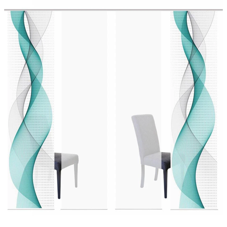 4-teiliges Schiebevorhang-Set OPALIA - türkis - je 60x245 cm - Bild 4 von 4