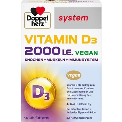 DOPPELHERZ Vitamin D3 2000 I.E. vegan system Tabl. 120 St. PZN 19903383