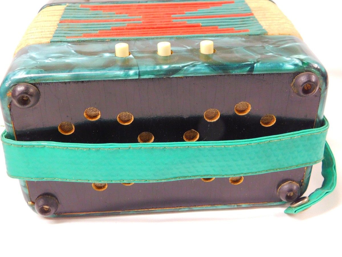 Vintage HERO Midget ACCORDION Childs Size Teal Green | eBay