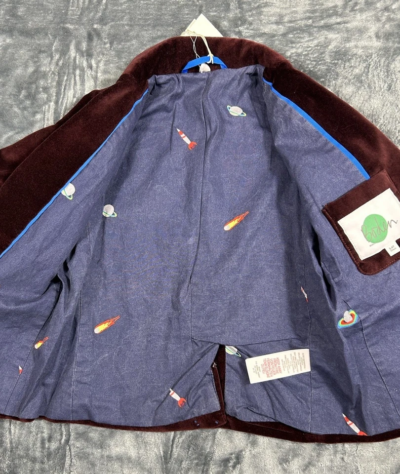 Blazer Mini BODEN Niños Terciopelo Talla 3-4Y 104cm Terciopelo Clásico Borgoña Rojo Chaqueta Foto 4 de 4