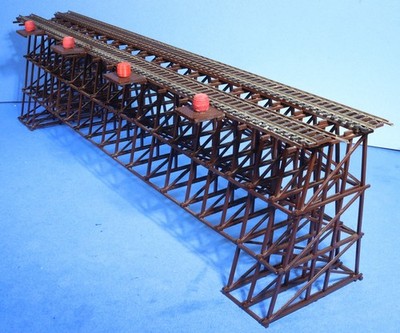Custom HO Scale Built-Up Double Straight Track Railroad Trestle