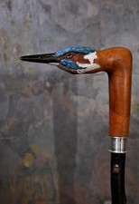 Hand carved design bird wooden walking stick for men women walking cane