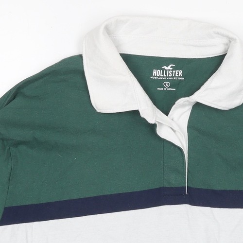 Hollister Herren Langarm Polo grün gestreift S - Bild 4 von 12