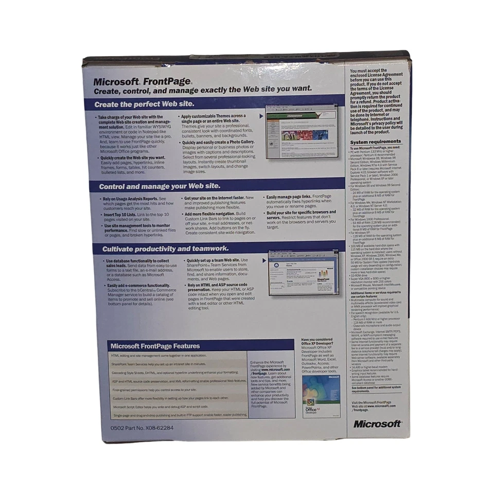 Microsoft Front Page Version 2002 Web Site Software Product Key Original Package - Image 4 of 4