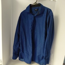 Nine West Mens Slim Fit Blue Pattern Dress Shirt XL 17-17 1/2 34/35