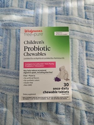 Walgreens Free + Pure Children's Probiotic Chewables 30 Ct SEALED NEW 01/2027