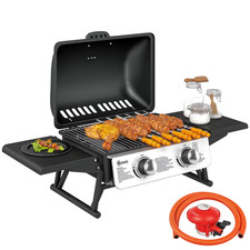 Outsunny Barbecue a Gas da Tavolo Portatile con Termometro, Nero