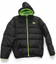 North face boys 18/20 down puffer jacket black green winter coat hoodie