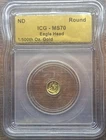 1/500 oz .999 Gold Eagle Head Round ICG MS70 Mini Gold USA Flag Design