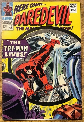 DAREDEVIL 22 STAN LEE STORY GENE COLON COVER 1ST TRI-MAN APP MARVEL 1966 VINTAGE