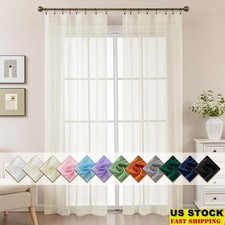 Sheer Curtains Panels Semi Sheer Light Filtering Rod Pocket Privacy Decor New