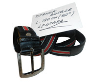 MENS BLACK LEATHER  BELT   52"  LONG  TITANUM BUCKLE