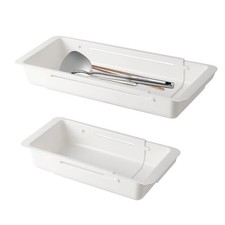2 PCS Deep Drawer Organizer, 2 Sizes Expandable Adjustable White Plastic Or...