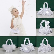 Style Lace Pearl Romantic White Wedding Flower Basket Flower Girl Basket