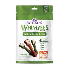 Whimzees Wellness Brushzees Dog Dental Treats, Natural Chews, Large Size Stick,