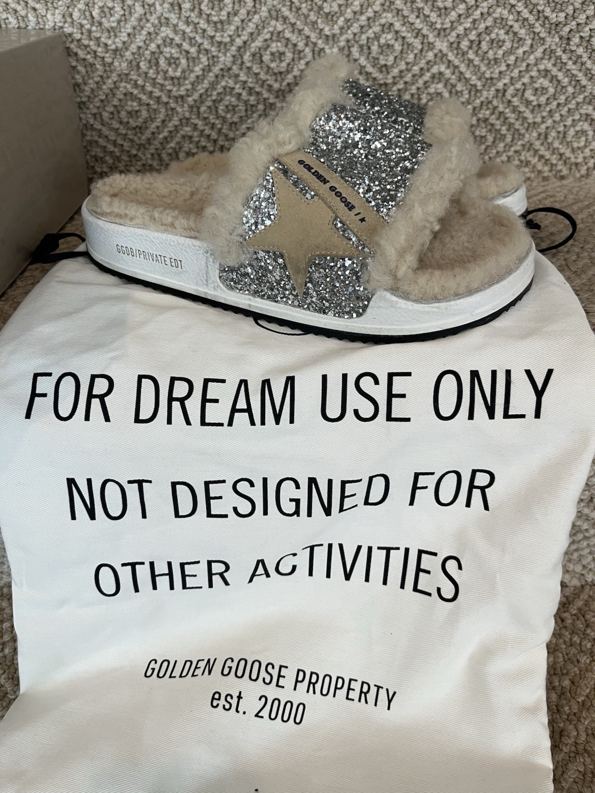 PANTOFOLA D’ORO Ciabatte donna Gol Goose taglia 38. Argento Cappuccino Beige. Glitter