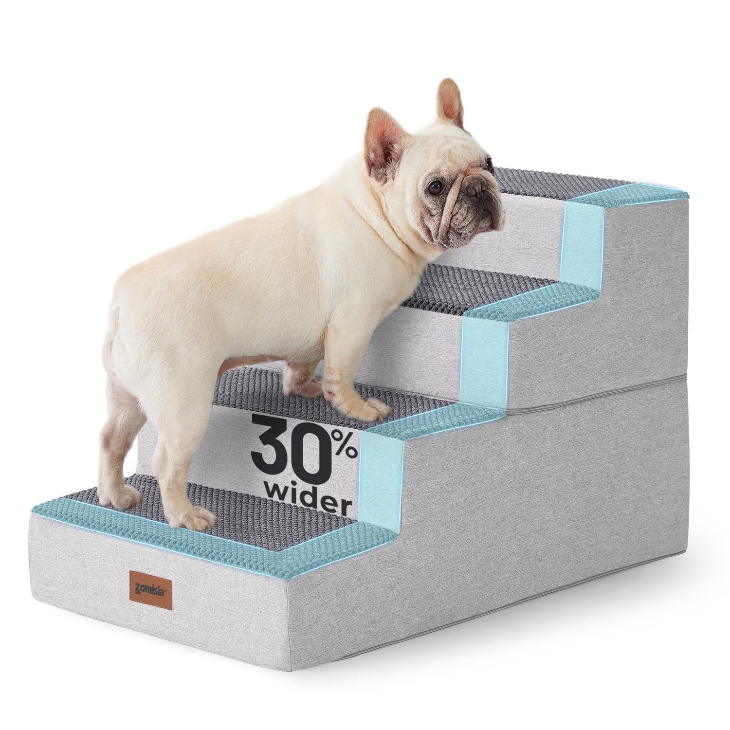 Dog Stairs for Small Dogs - Extra Wide Pet Stairs 2 in 1 with Zippers Suitabl...