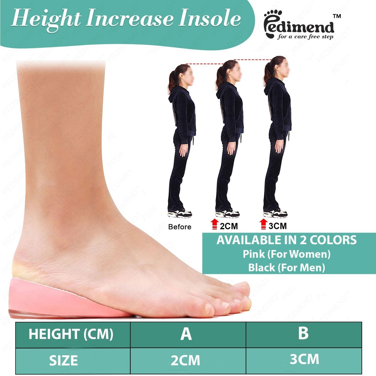 Pedimend™ 2X Height Increase Heel Lifts for Shoes Leg Length Discrepancy  UK