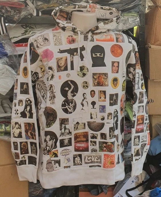 Sweat à capuche blanc SS17 Supreme Thrills M moyen