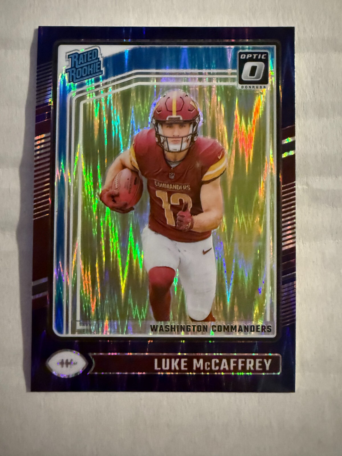 2024 Panini Donruss Optic - Rated Rookie Luke McCaffrey #268 Purple Shock Prizm