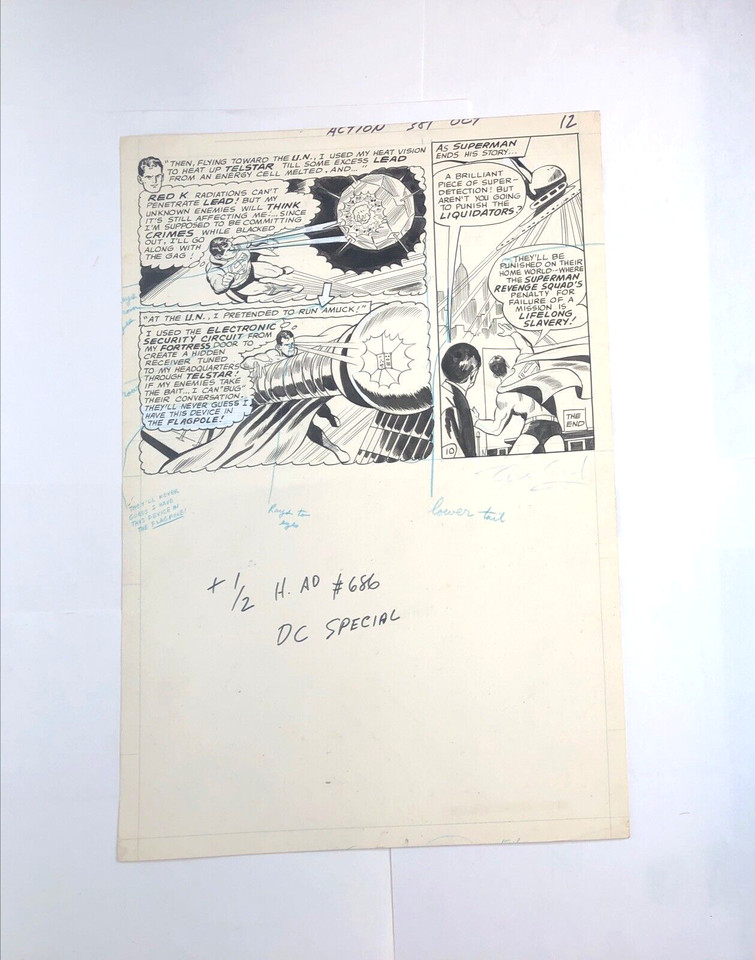 DC Action Comics #381 Superman p.12 Original Art 1969 Curt Swan George Roussos Comic Art