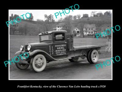 OLD 8x6 HISTORIC PHOTO OF FRANKFORT KENTUCKY THE VAN LEIW HAULING TRUCK c1920