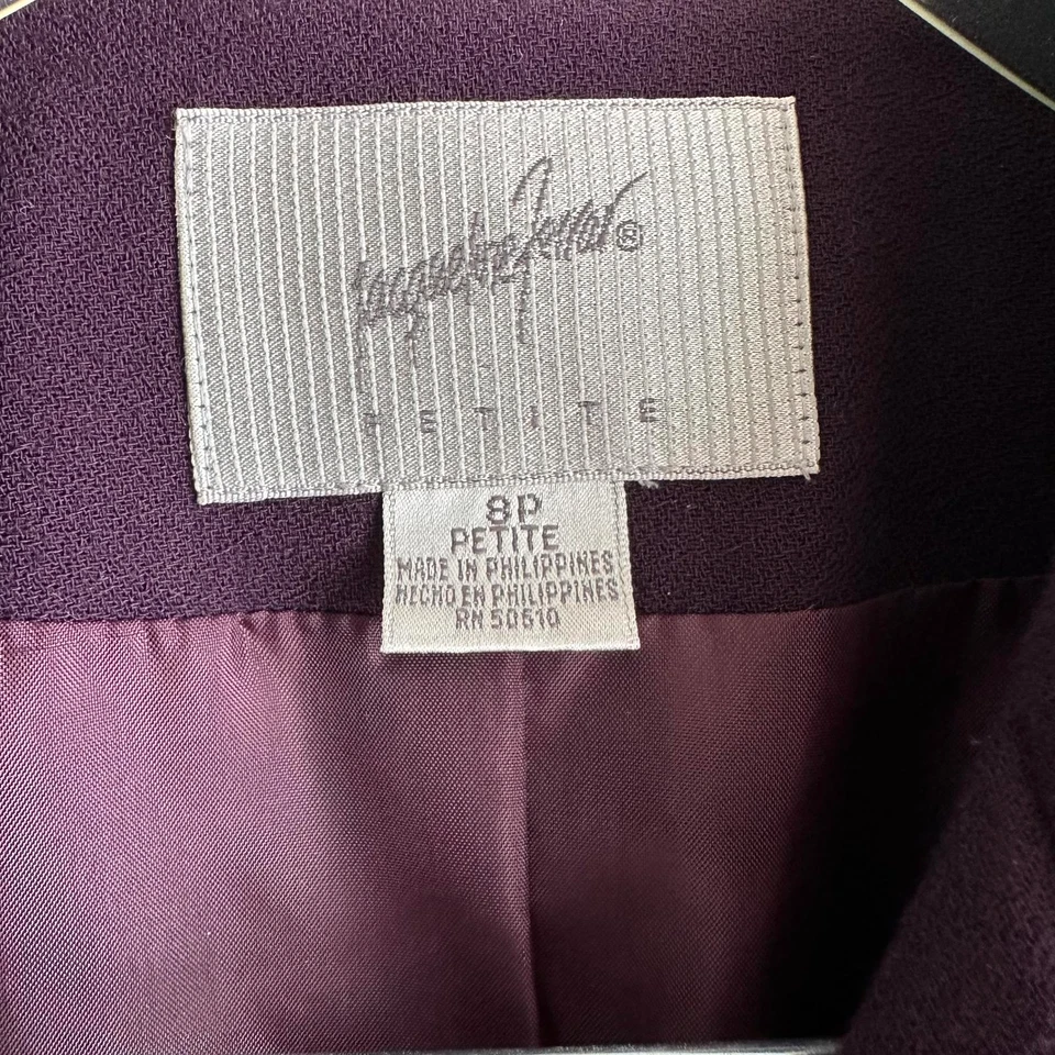 JACQUELINE FERAR Petites Ciruela Carrera Formal Damas Falda Traje, 8P Foto 3 de 4