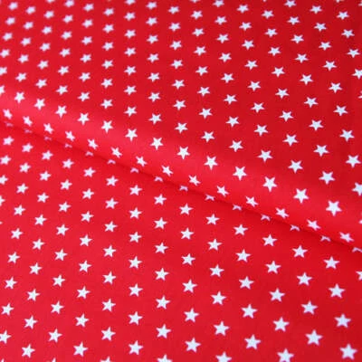 STOFFE KUDELLINO Baumwollstoff mit Sternen / Popeline " 1 cm weiße Sterne auf rot