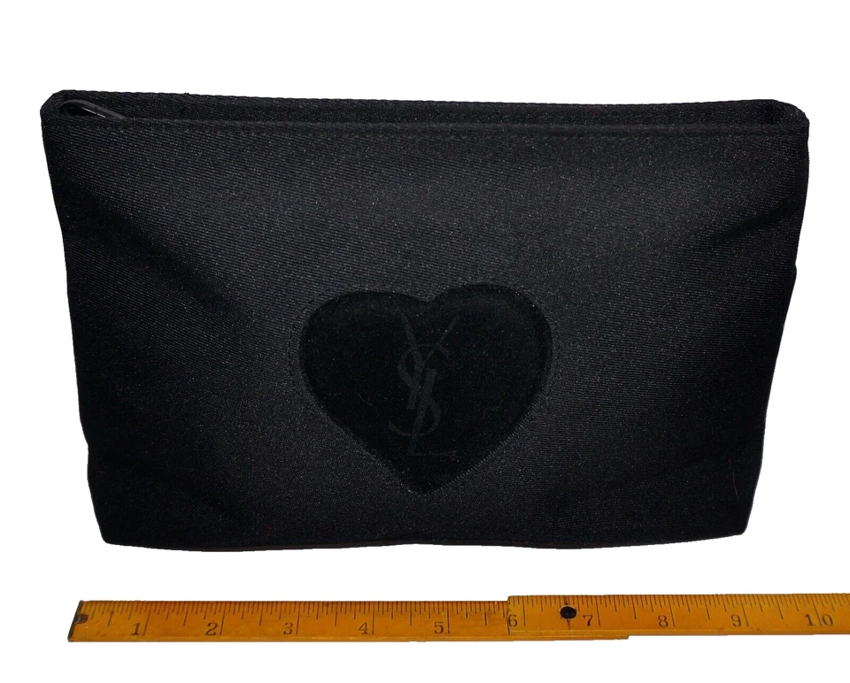 YVES SAINT LAURENT YSL Perfumes Pequeña Negra Poli Textil Bolsa Cosmética 7x9.5 Foto 2 de 4