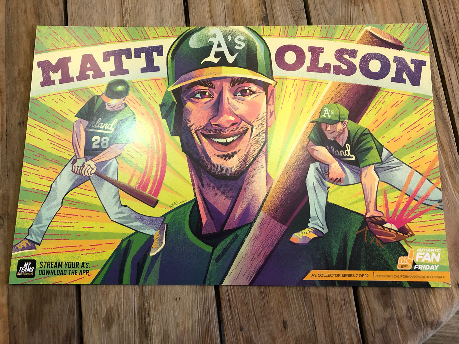Matt Olson Fan Friday SGA Cheer Card Poster 6/21/2019 Oakland A’s Athletics