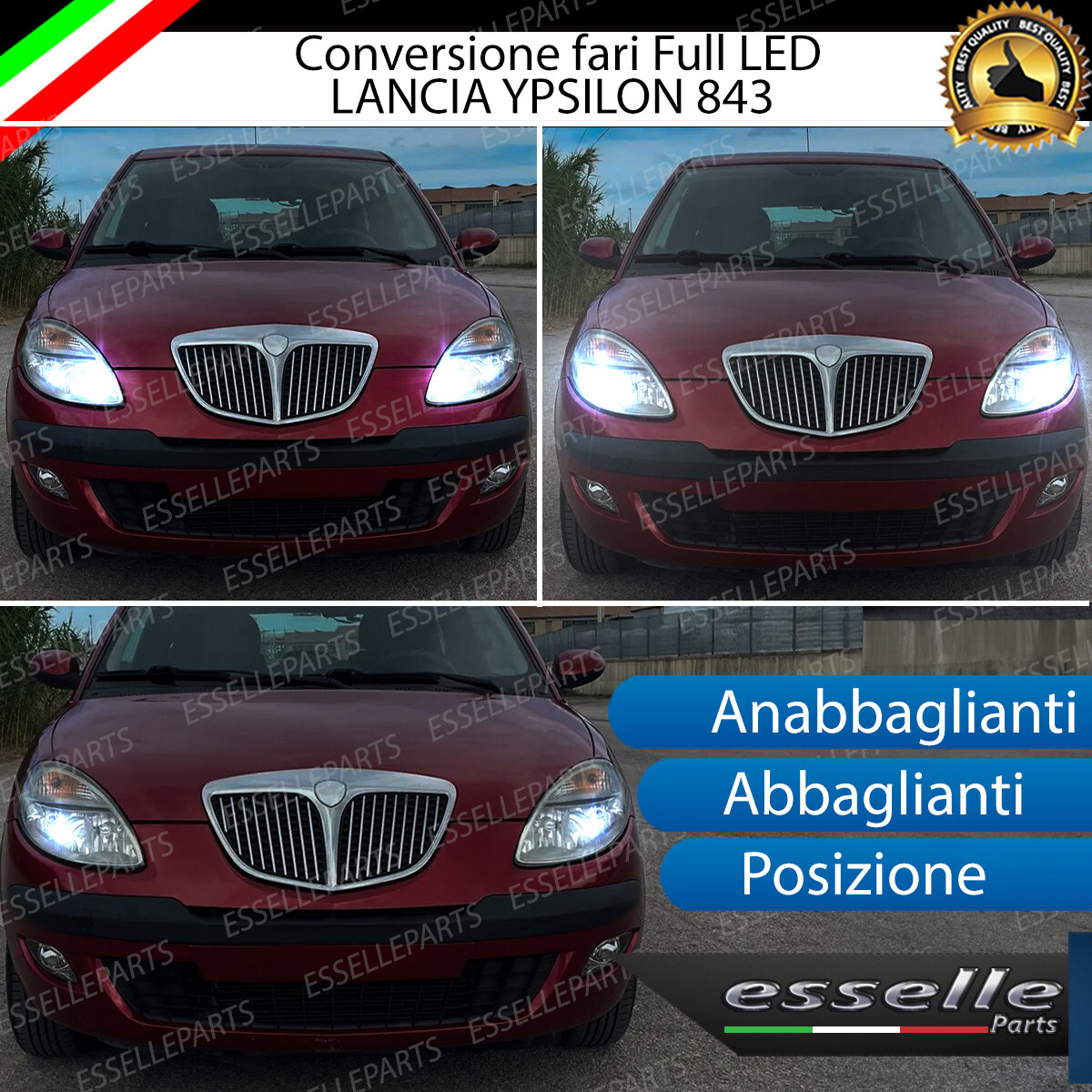 CONVERSIONE FARI FULL LED LANCIA YPSILON con fari a parabola 6000K BIANCO CANBUS