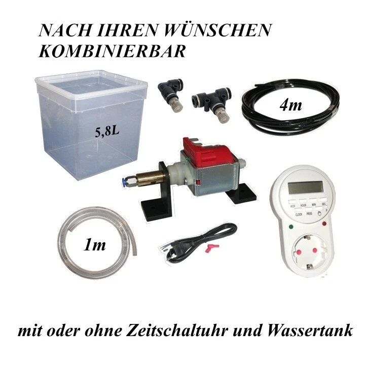 AW-TERRARISTIK Beregnungsanlage Terrarium - Bausatz mit 2 Nebeldüsen - Zeitschaltuhr - Tank