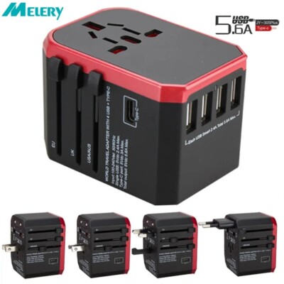 Melery Travel Adapter International Universal USB Type-C Charge Converter Plug 