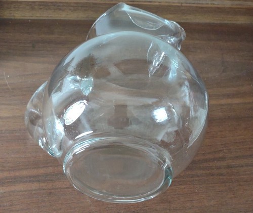 Vintage Glass Bulbous Ice Lip Water Pitcher w/Handle. CDC - Picture 8 of 9