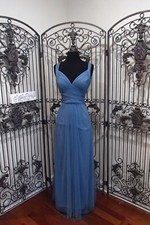 Q17 BILL LEVKOFF 1421 SZ 10 SLATE BLUE  BRIDESMAID PARTY FORMAL DRESS GOWN 239