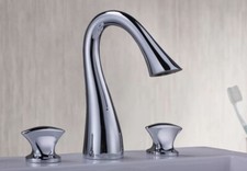 Sumerain High Arc Two Lever Handle Widespread Bathroom Faucet S1373CS - Chrome