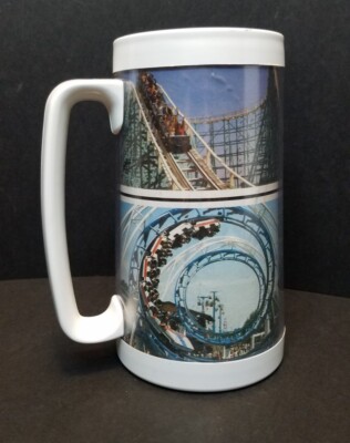 Vintage Cedar Point Rides Beer Mug Souvenir Tall Plastic Thermo Serv 70s