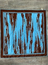 VTG MCM Light Silk Scarf Brown Blue Abstract Psychedelic Design 26" Square